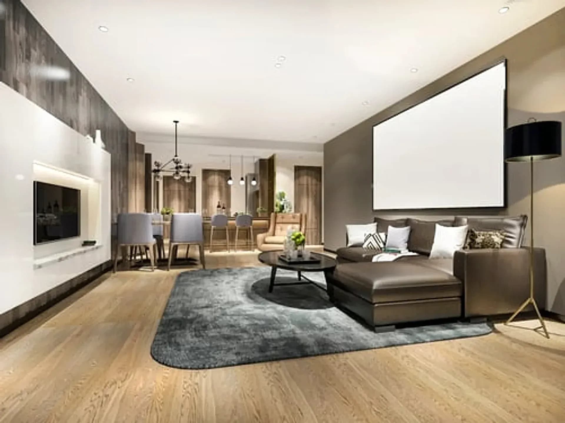 Open-plan living and dining space remodeled by Falcon DMV Construction in Washington DC